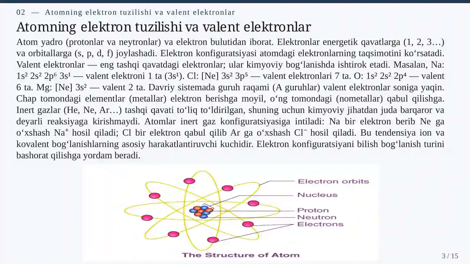 KIMYOVIY BOG‘LANISHLAR: ION, KOVALENT, METALL VA VODOROD BOG‘LANISHLARI 3