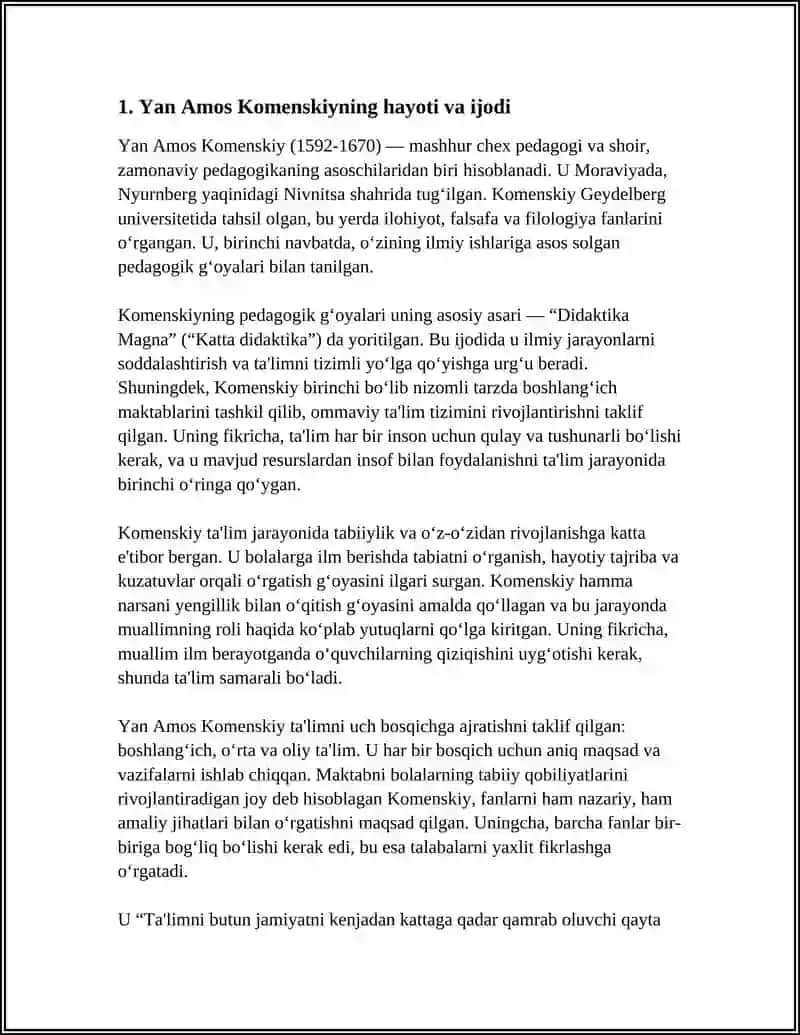 YAN AMOS KOMENSKIY – PEDAGOGIKA ASOSCHISI 3