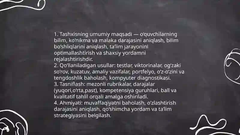 O‘quvchilarning bilim, ko‘nikma va malakalarini tashxis etish 3