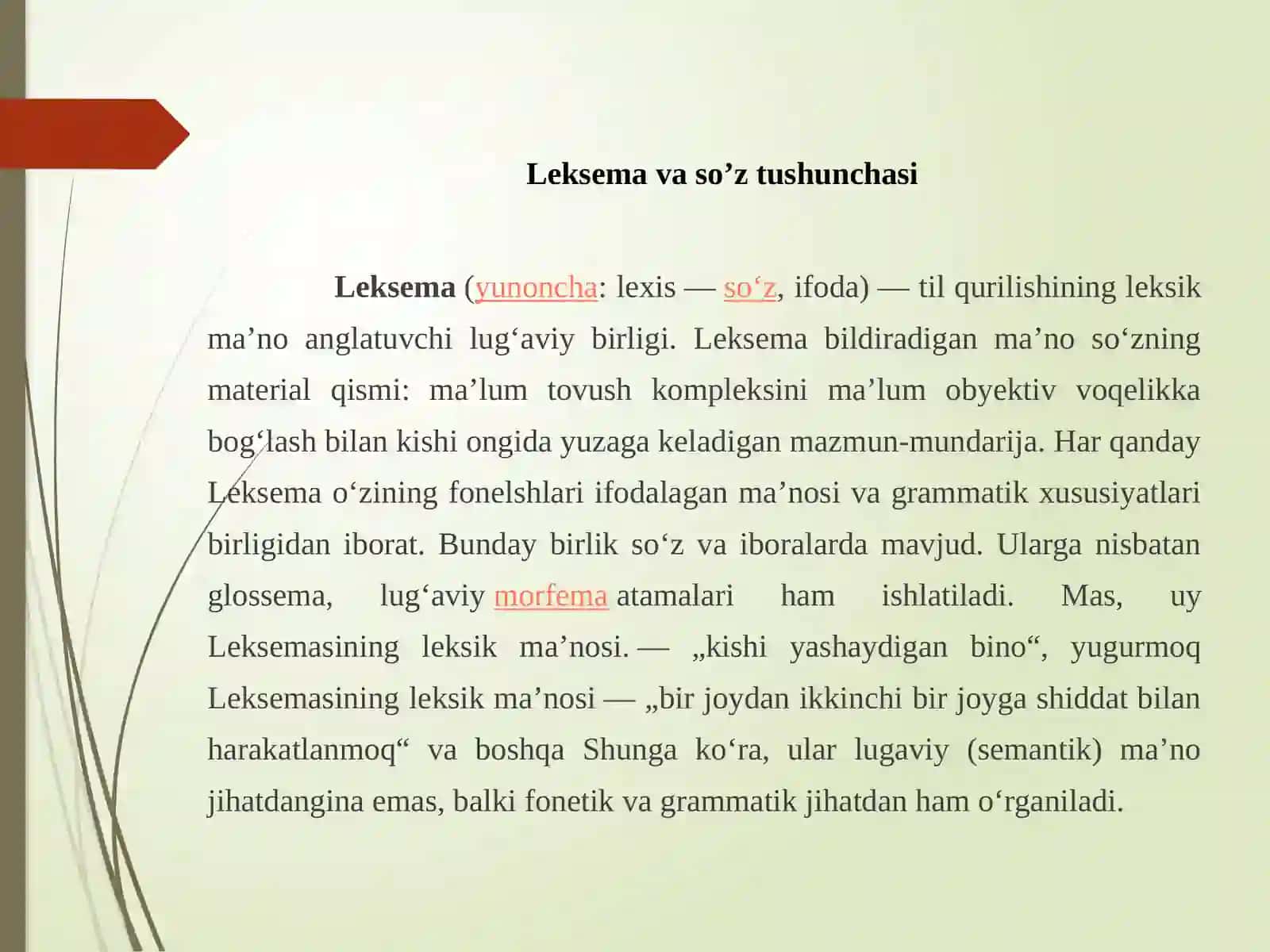 Leksema va so'z munosabati. 3