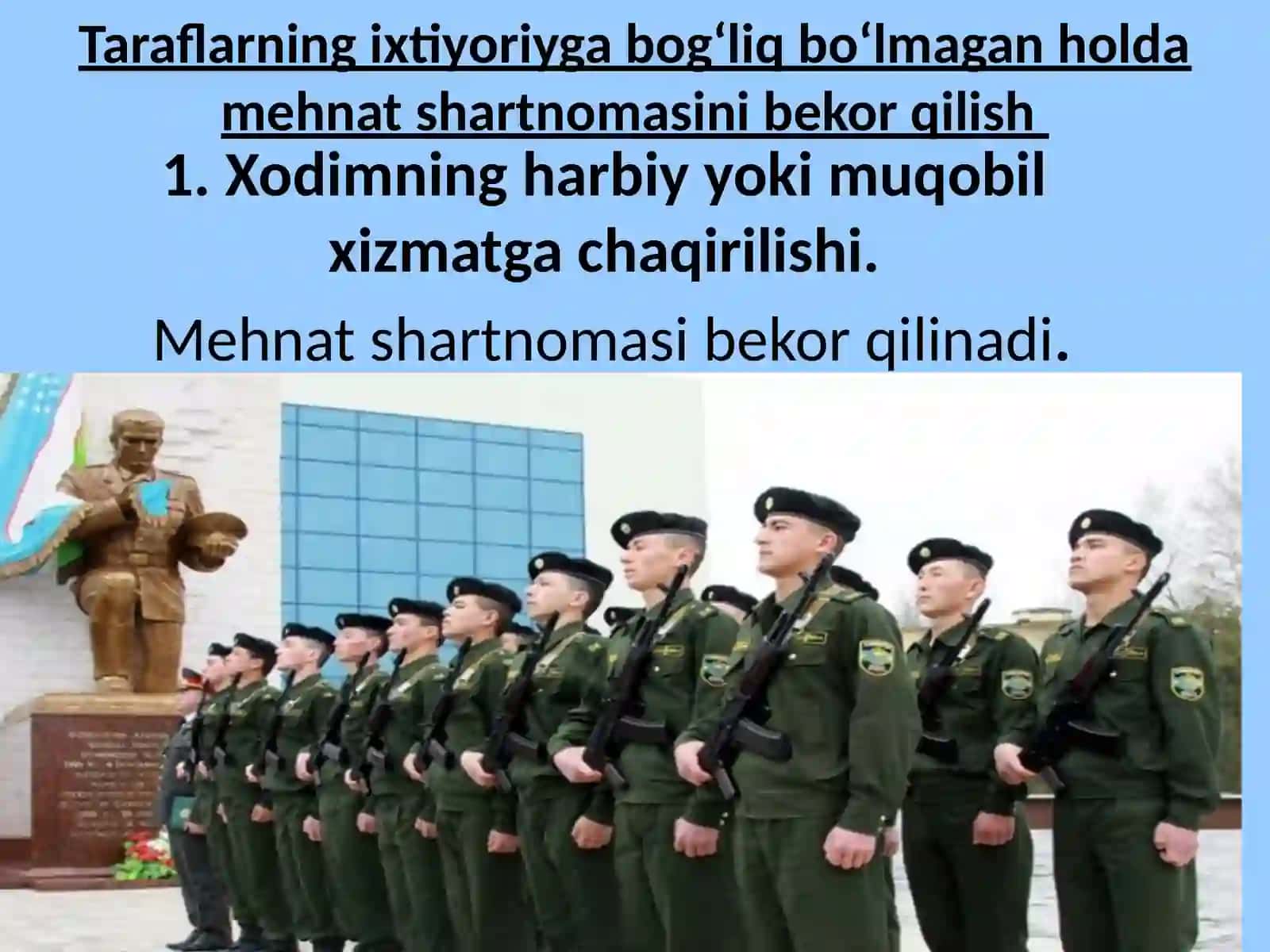 Mehnat shartnomasi bekor qilish holatlari 3