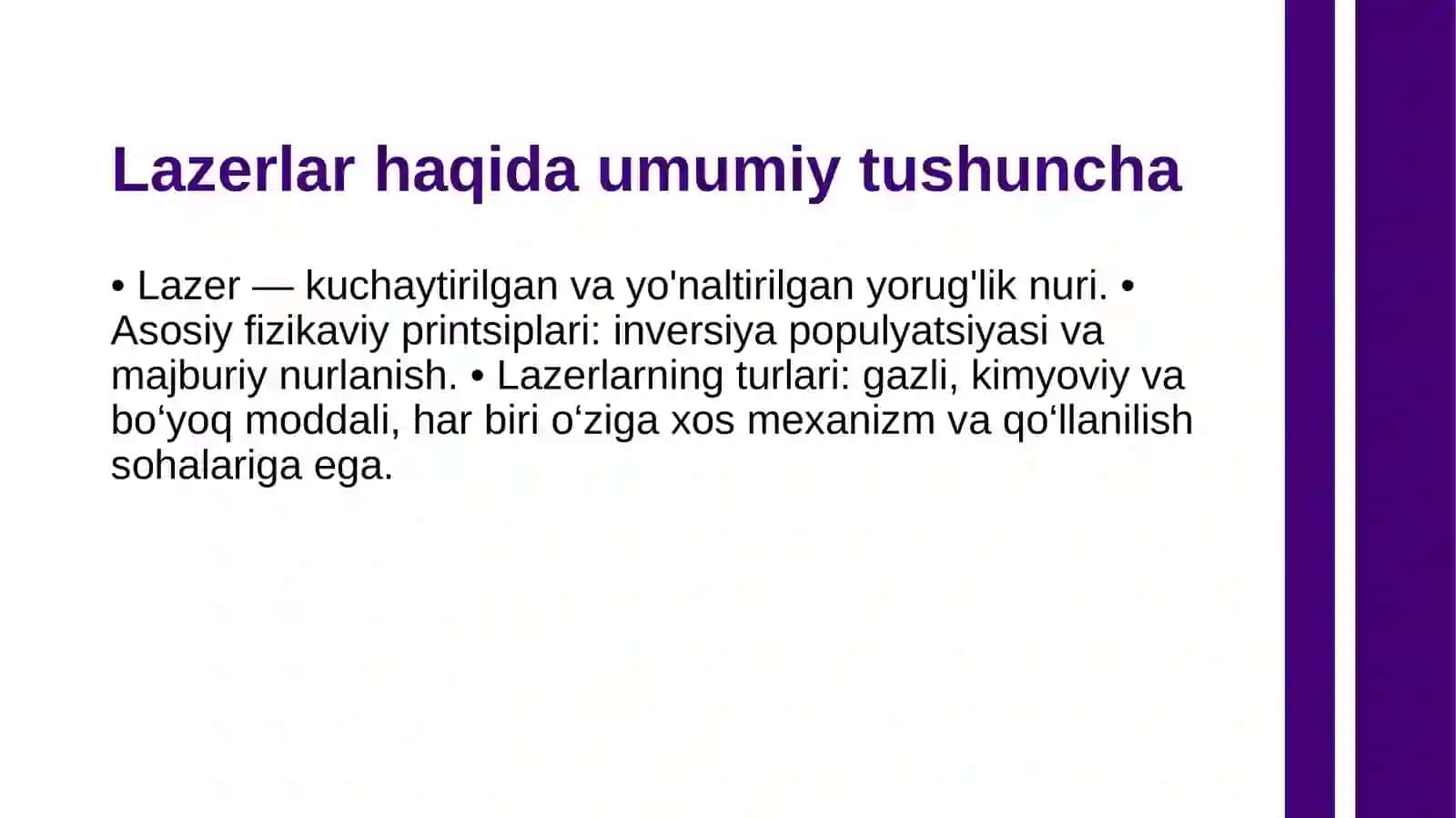 Gazli lazerlar, kimyoviy va boyoq moddali lazerlar 3