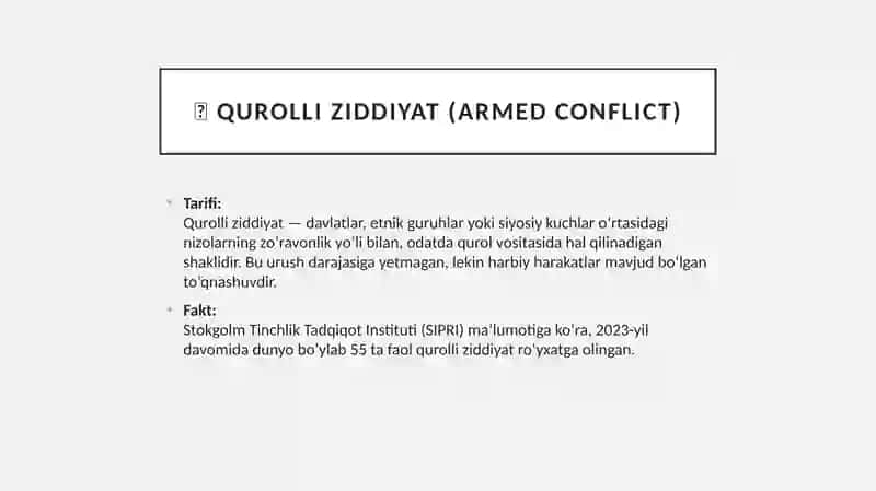 Urush va qurolli ziddiyatlar 3