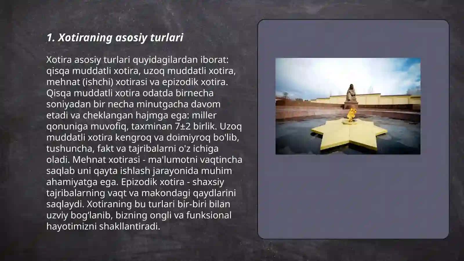 Xotira turlari va uning jarayonlari 3