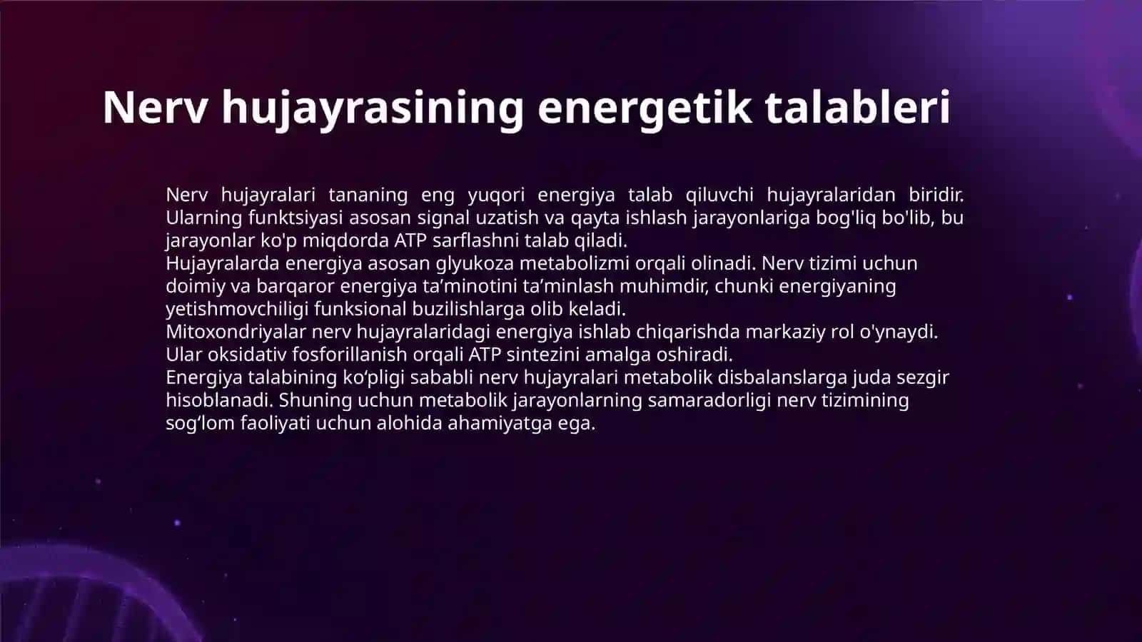 NERV HUJAYRALARIDA METABOLIZM JARAYONLARI 3