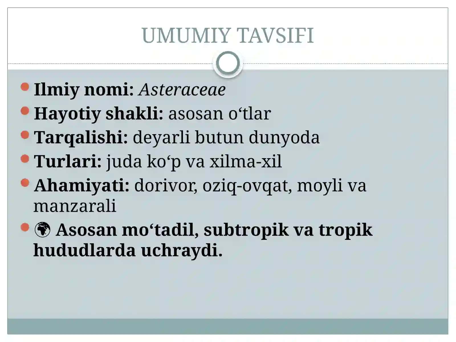Qoqio‘tdoshlar (Asteraceae) oilasi 3