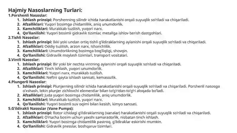 Hajmiy Nasoslarning Turlari 3