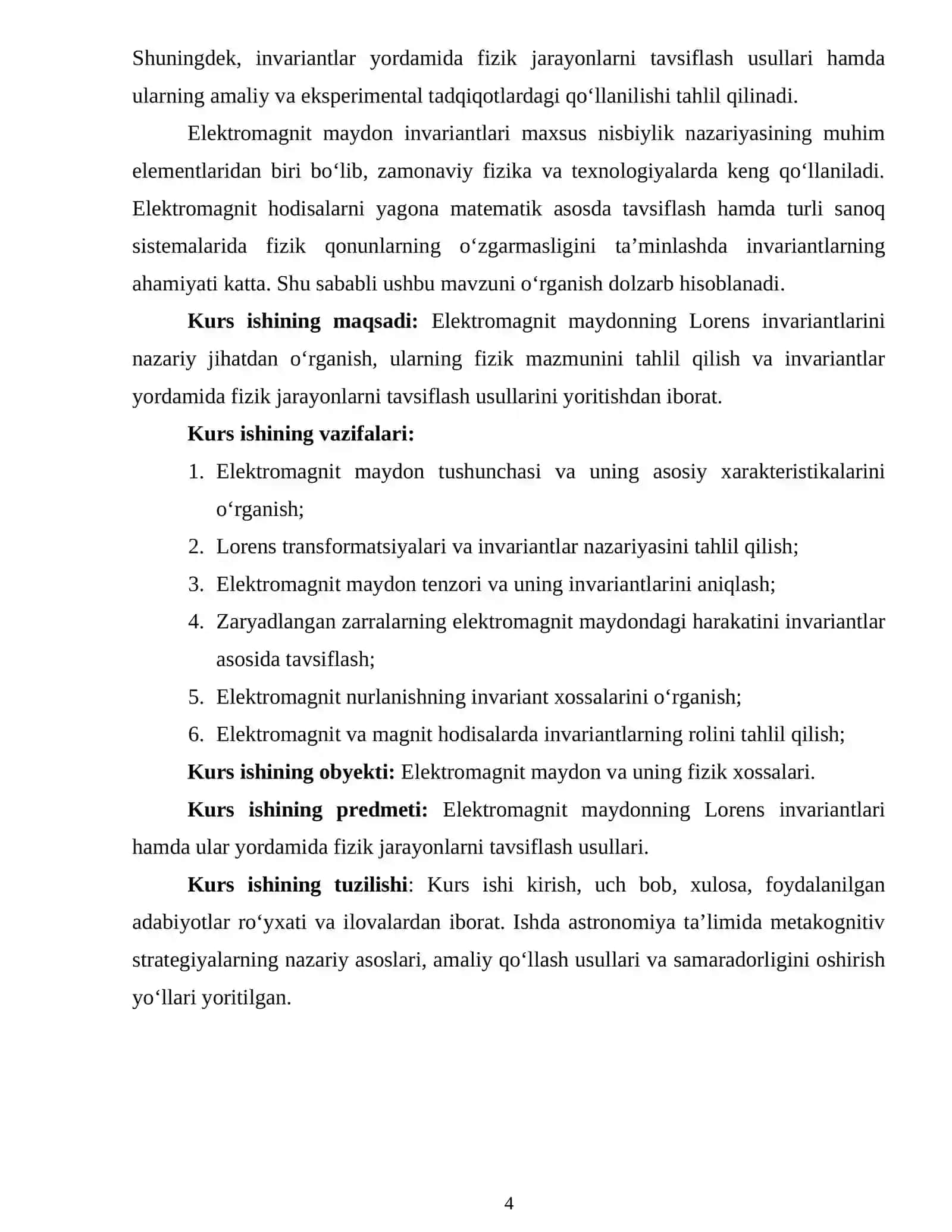 ELEKTROMAGNIT MAYDONNING LORENS INVARIANTLARI VA ULAR ORQALI FIZIK JARAYONLARNI TAVSIFI.docx 3