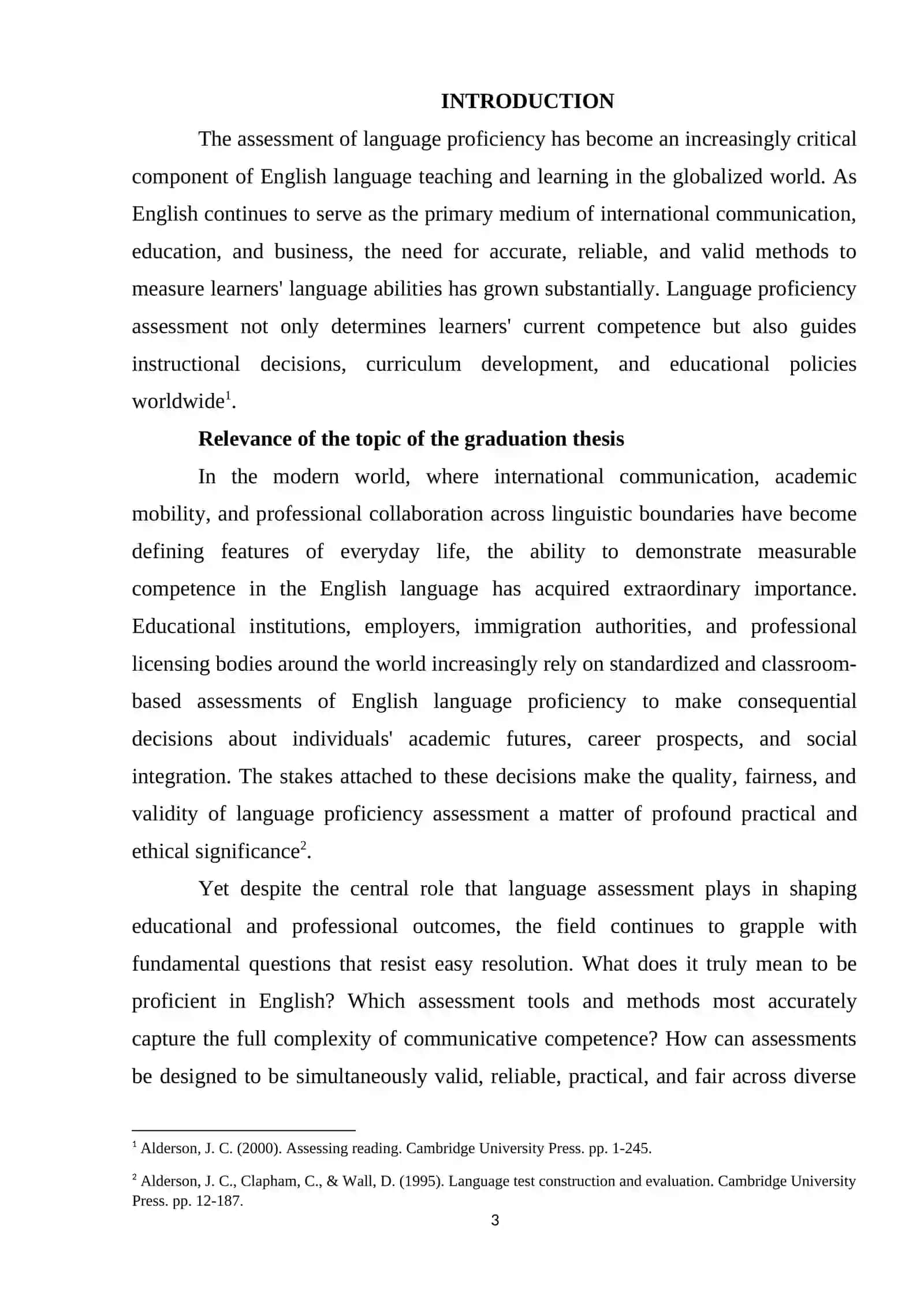Assessments of language proficiency in English 3