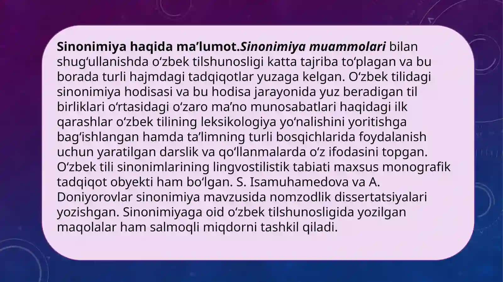 Leksik sinonimiya bo’yicha mashqlar ustida ishlash 3