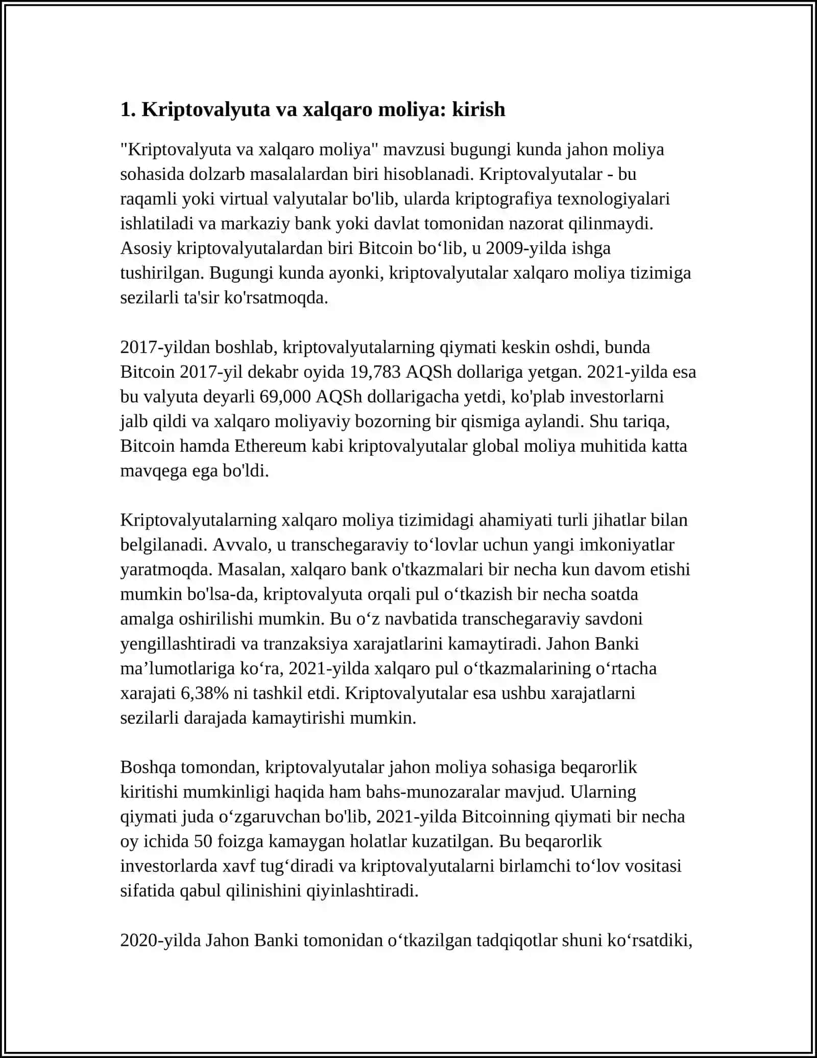 KRIPTOVALYUTA XALQARO MOLIYADA TUTGAN ÓRNI 3