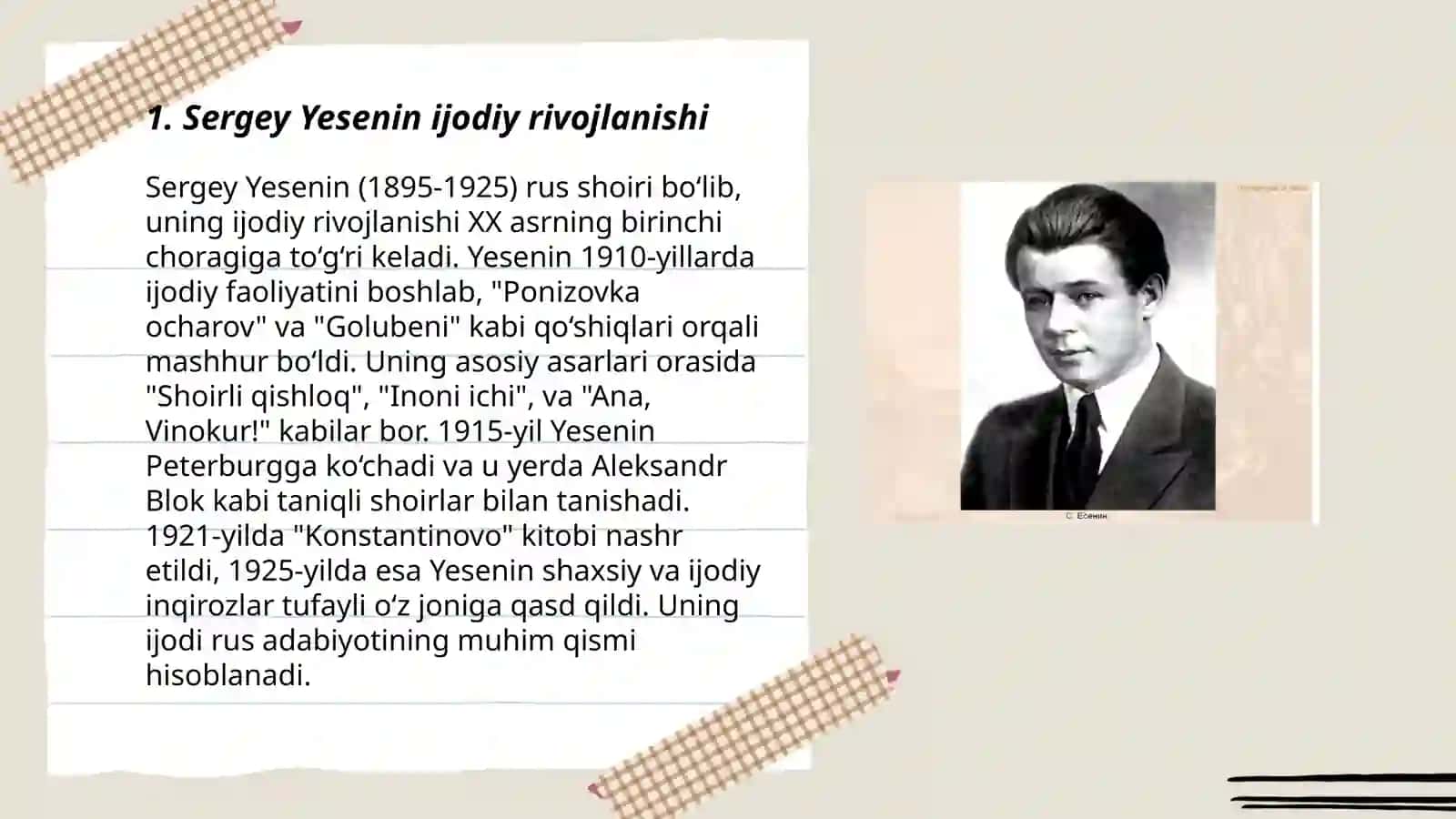 Sergey Yesenin asarlari tahlili 3
