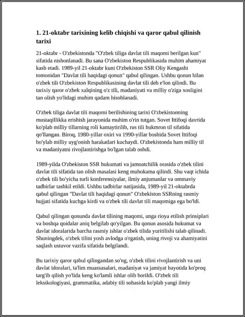 21-OKTABR O‘ZBEK TILIGA DAVLAT TILI MAQOMI BERILGAN KUN 3