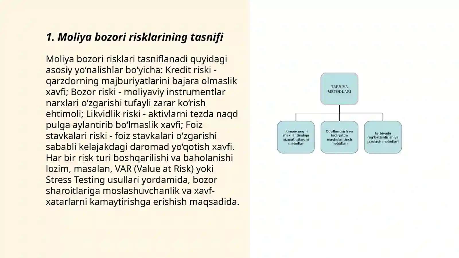 Moliya bozori risklar mohiyati, asosiy turlari va baxolash usullari 3