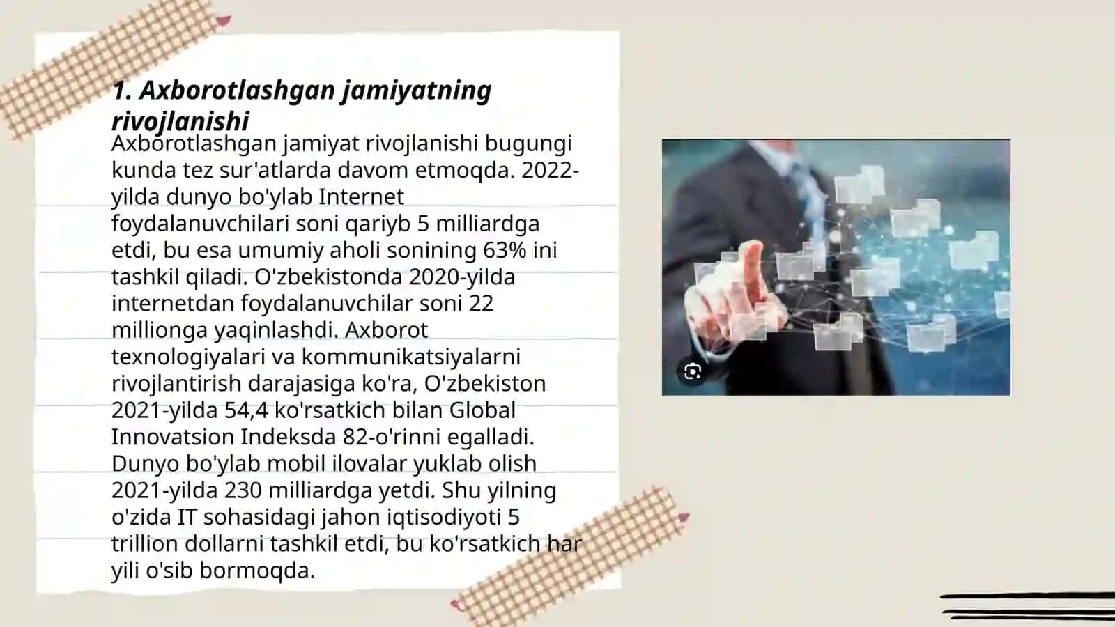 Axborotlashgan jamiyat va uning istiqbollari 3