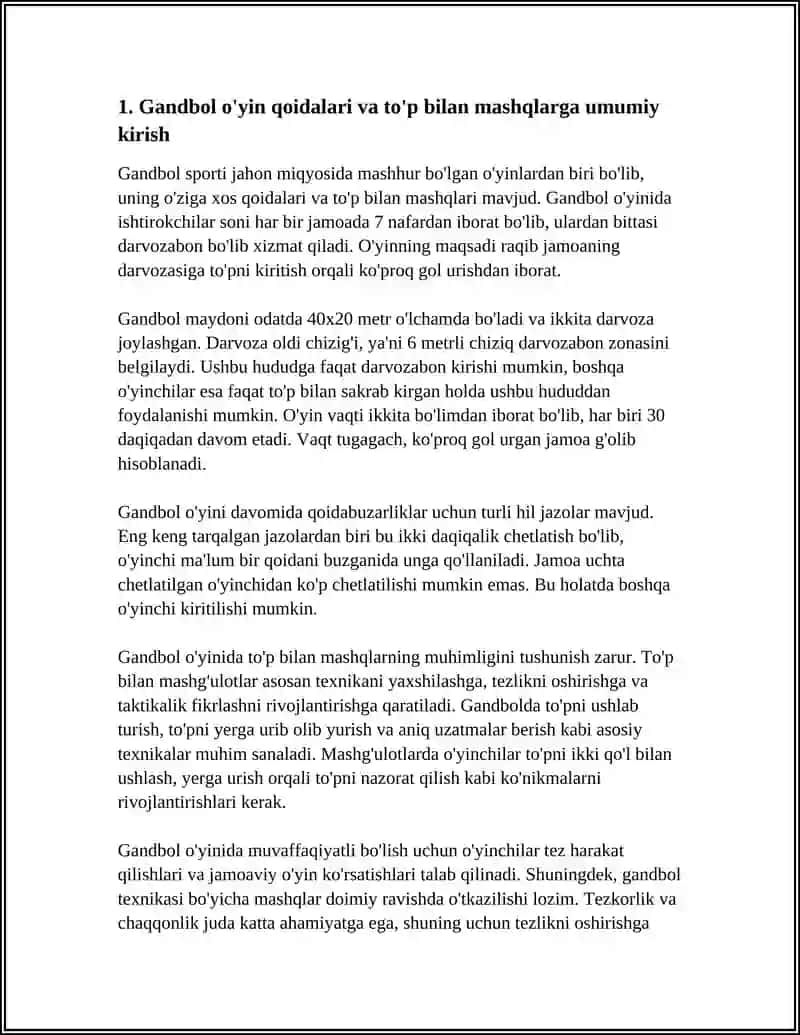GANDBOL SPORT QOIDALARI. TO'PLAR BO'YICHA MAXSUS MASHQLAR 3