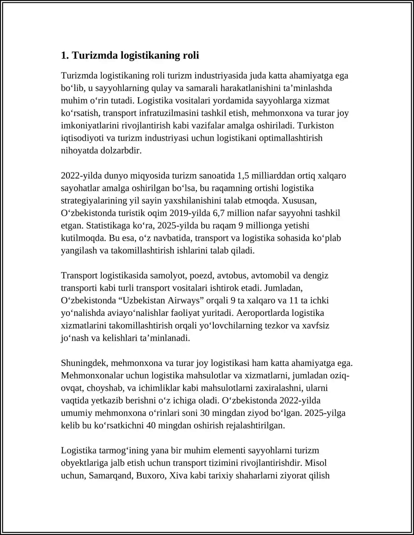 TURISTIK MAHSULOTNI SHAKLLANTIRISHDA LOGISTIK YONDASHUV 3
