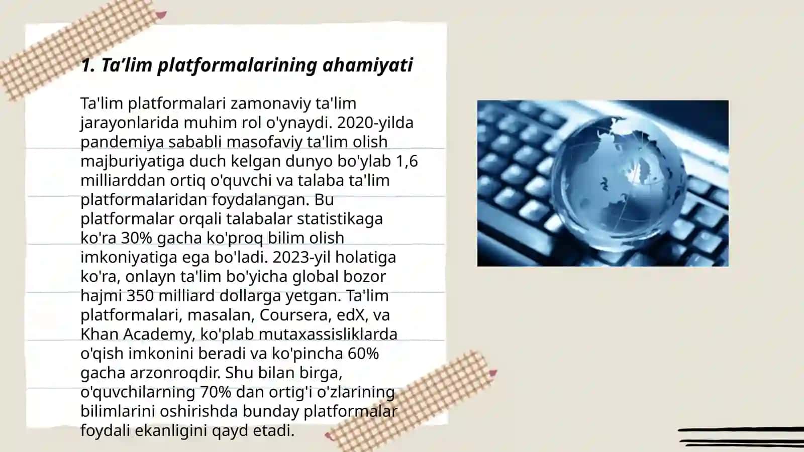 Ta'lim platformalari va ulardan foydalanish mavzusi 3