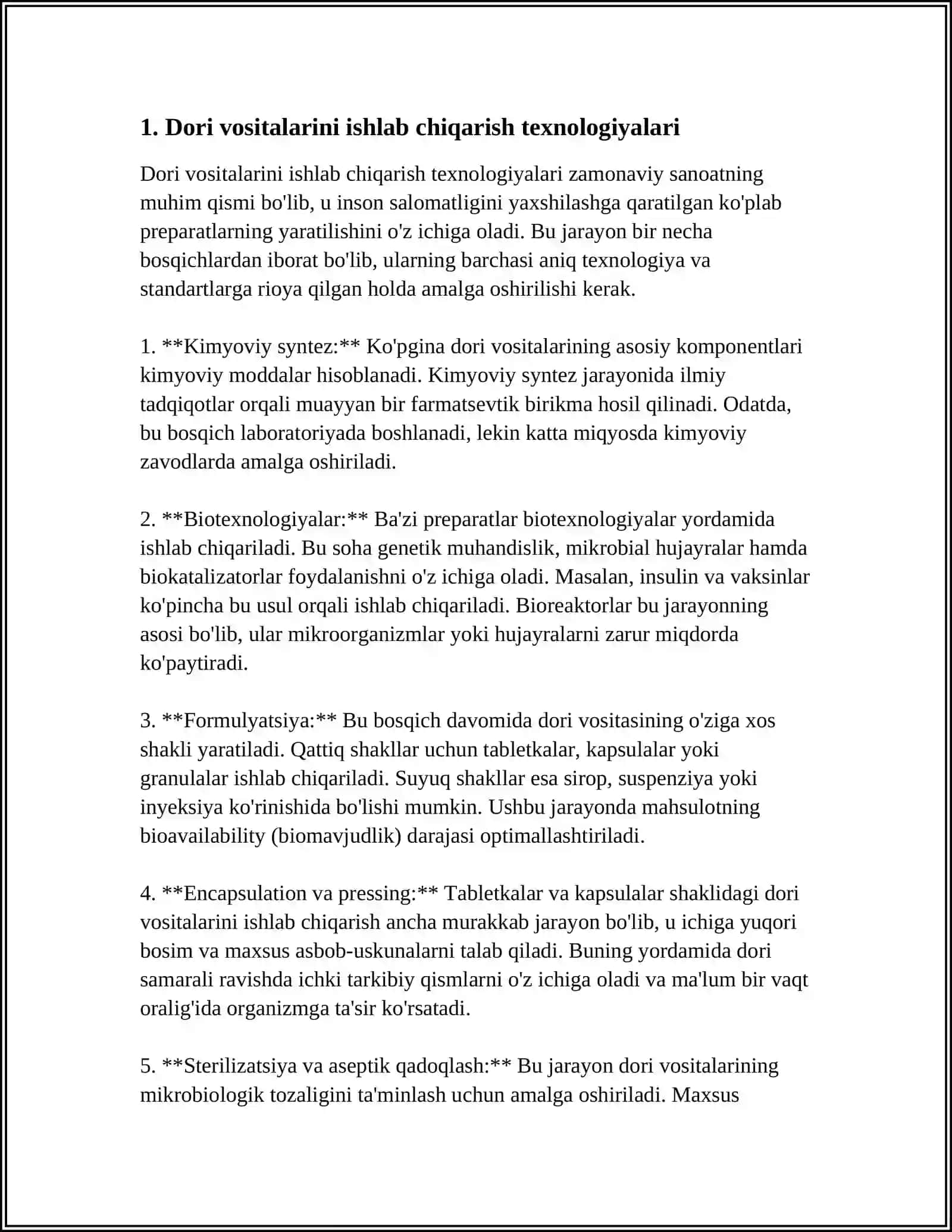 DORI VOSITALAR TIBBIY BUYUMLAR VA FARMASEVTIK TOVARLARNI ISHLAB CHIQARISH 3
