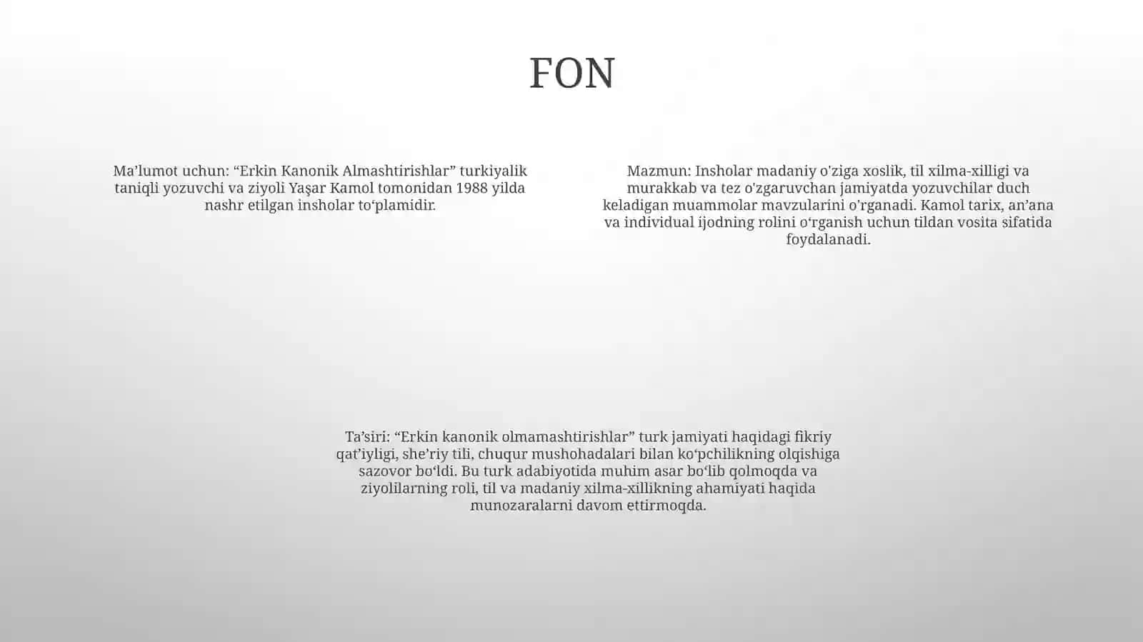 Erkin Kanonik Almashtirishlar 3