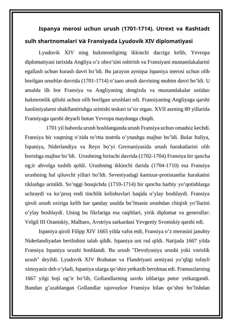 XVIII asr birinchi yarmida xalqaro munosabatlar va diplomatiya 3