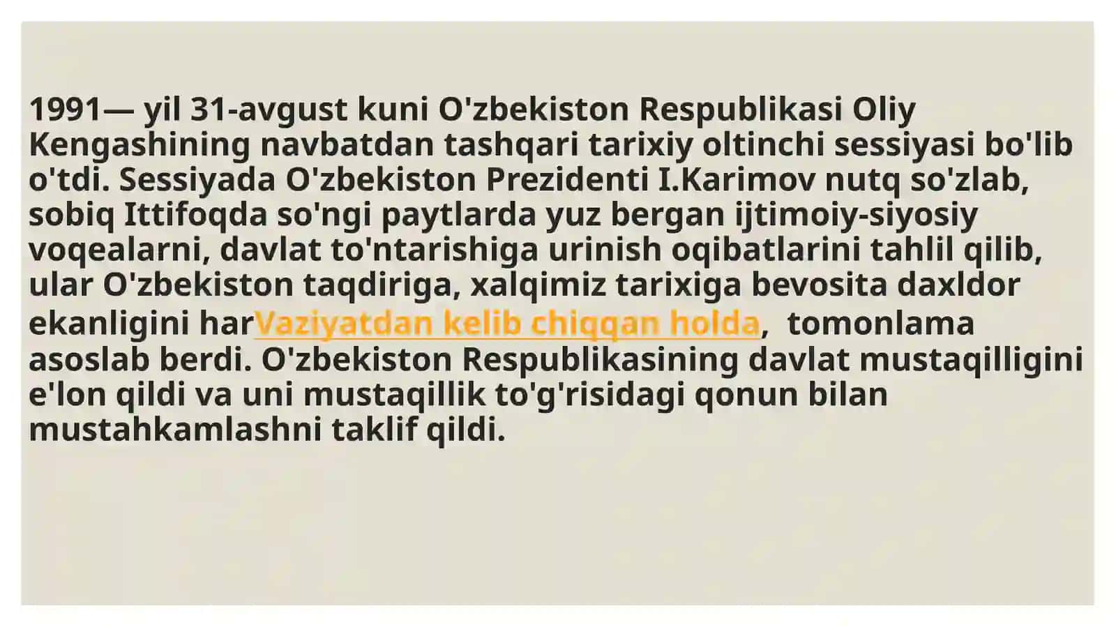 O’zbekiston Respublikasi mustaqilligining e’lon qilinishi 3
