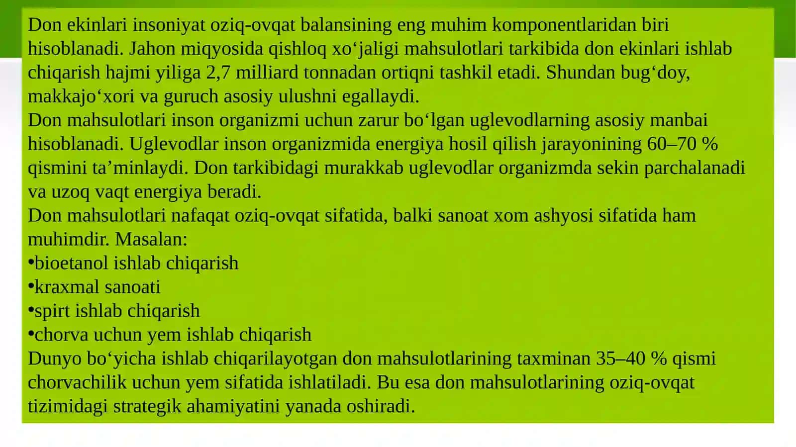 Don mahsulotlari saqlash va qayta ishlashning ahamiyati, tarixi va rivojlanishi 3