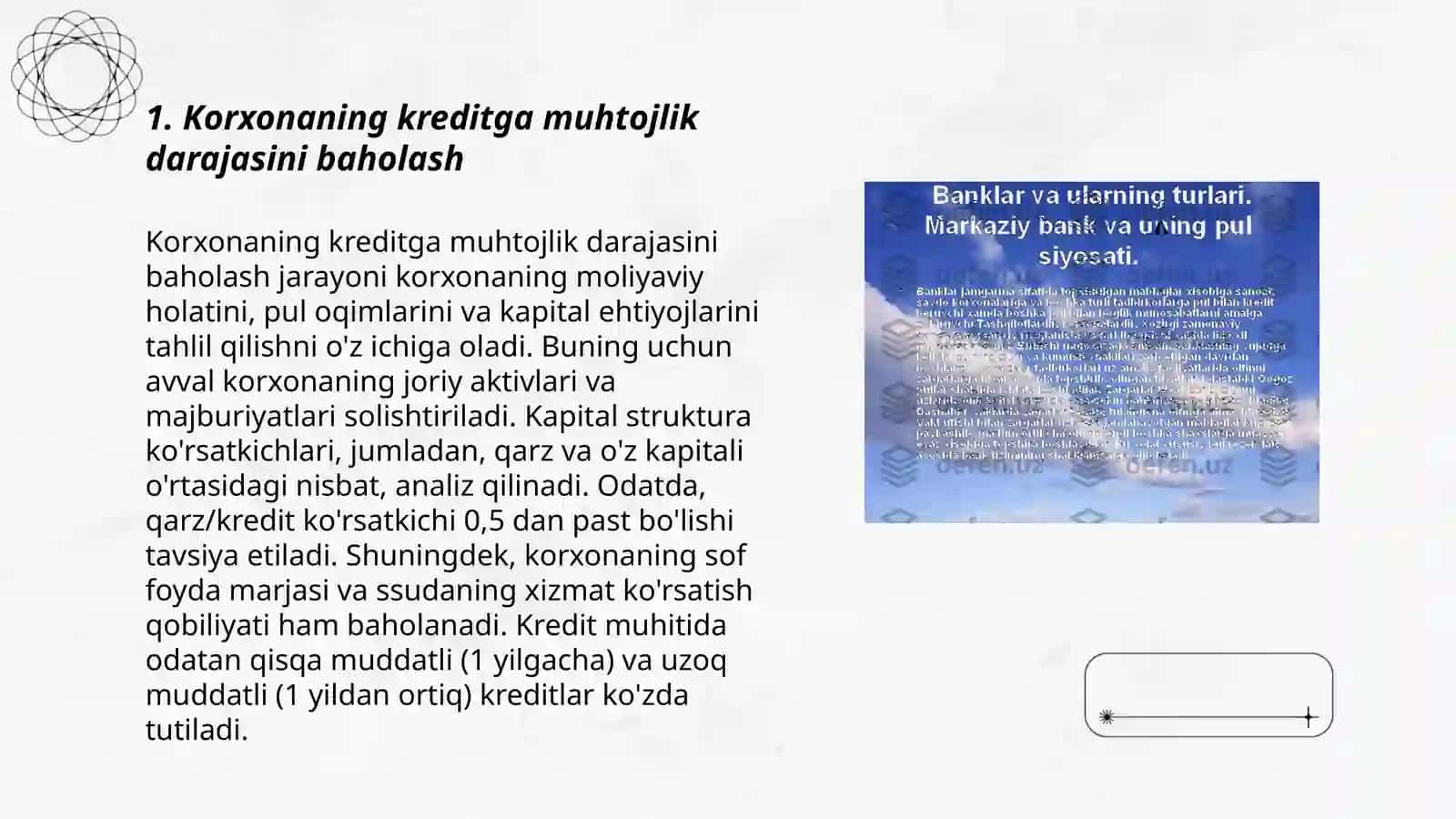 Korxonaning bank kreditini jalb qilishni tekshirish 3