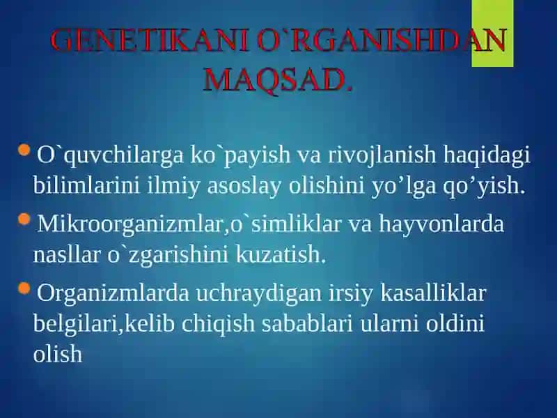 Genetika fanidan taqdimot 3