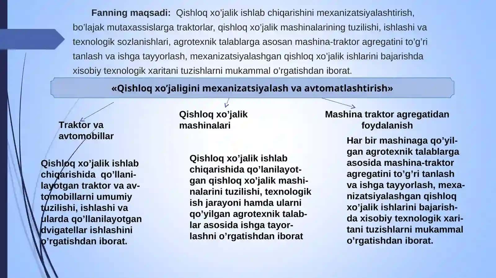 TRAKTOR VA AVTOMOBILLARNING TASNIFIVA ASOSIY QISMLARI.ICHKI YONUVDVIGATELLARI 3