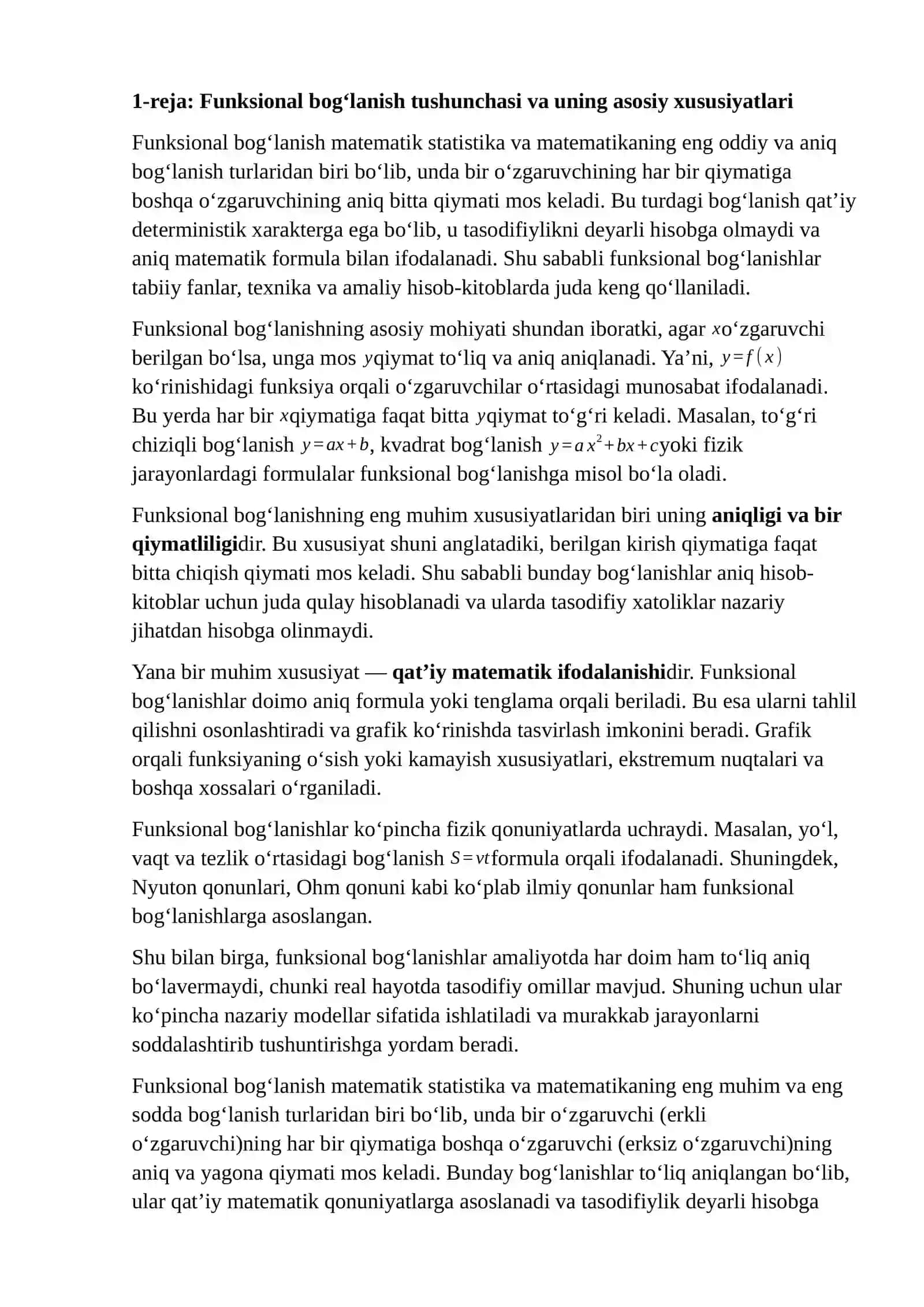 Funksional, statistik va korrelyatsion bog‘lanishlar 3