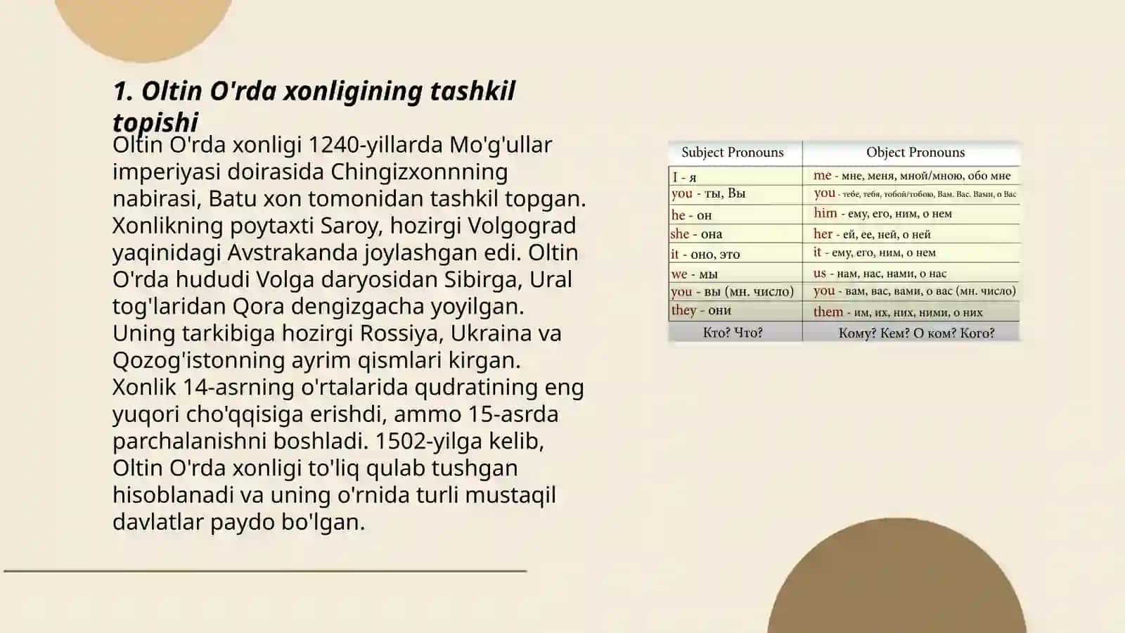 Oltin O'rda xonligi mavzusi 3