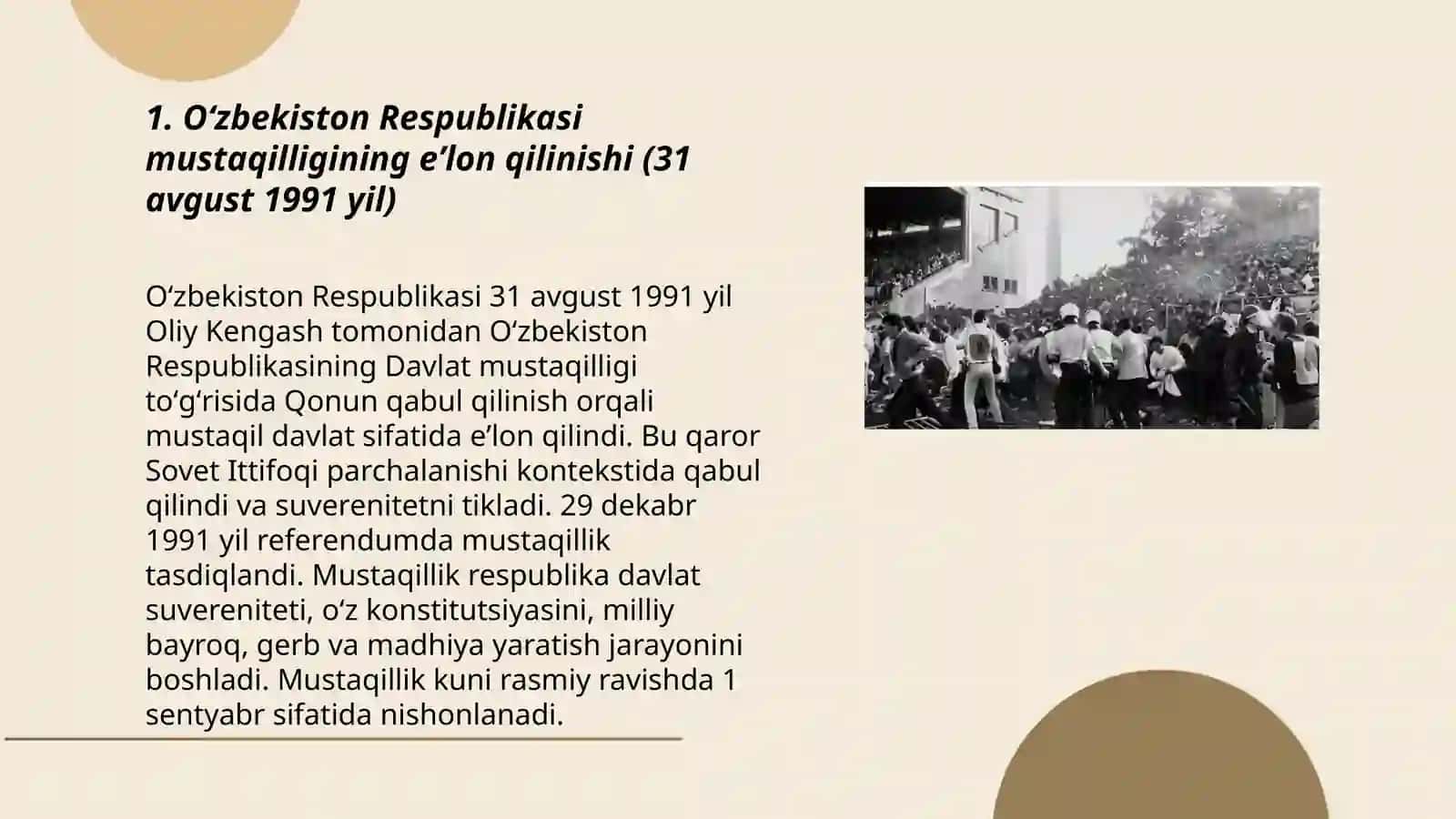Oʻzbekiston Respublikasi tashkil topishi va uning tarixiy ahamyati 3