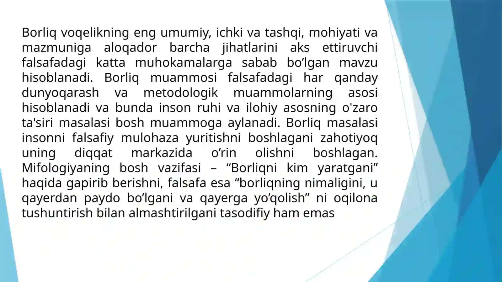 Borliq va Quruvlik Ontologiyasi 3
