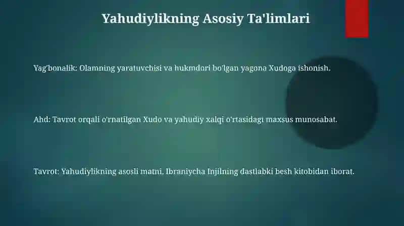 Yahudiylik ta'limoti,an'ana va marosimlari 3