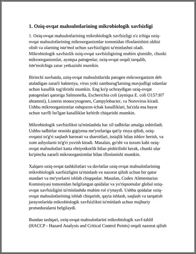 OZIQ-OVQAT MAHSULOTLARINING ZARARSIZLIGI 3