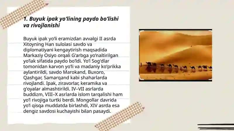 Buyuk ipak yoʻli va uning insoniyat tarixidagi oʻrni 3