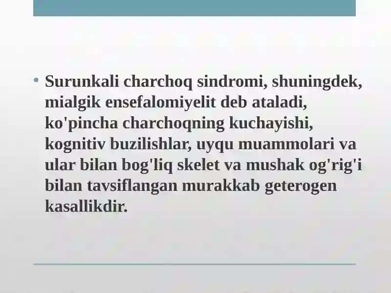 Surunkali charchoq sindromi (CFS) 3