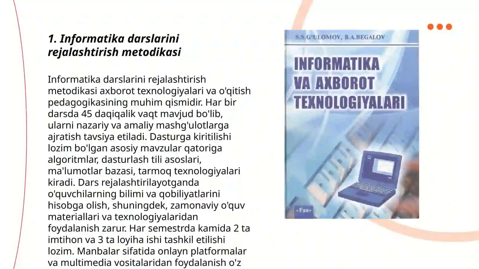 Informatika va axborot texnalogiyalari fanidan fakultativ darslarni tashkil etish metodikasi 3