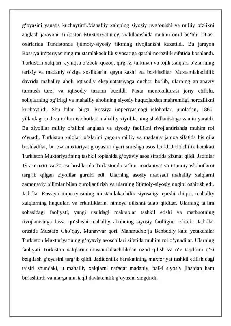 Turkiston Muxtoriyati – milliy demokratik davlatchilikning dastlabki tajribasi 3
