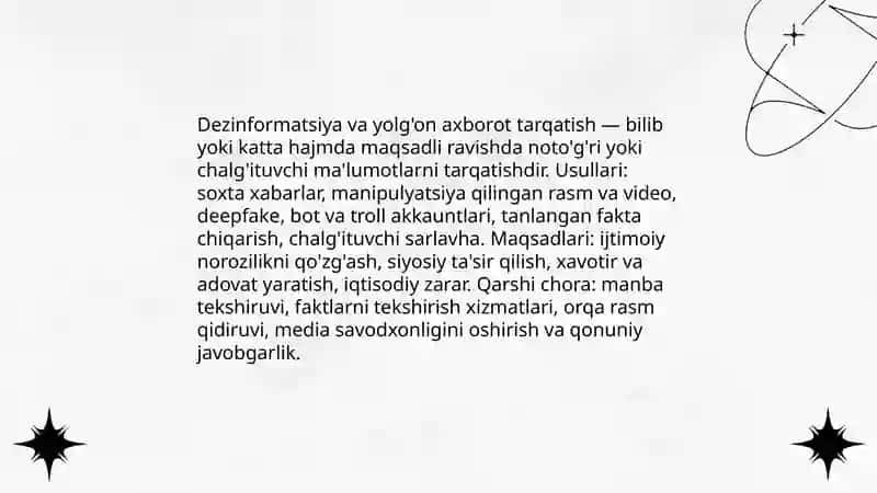Dezinformatsiya va yolg'on axborot tarqatish 3