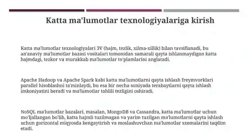 Katta ma'lumotlar texnologiyalari 3