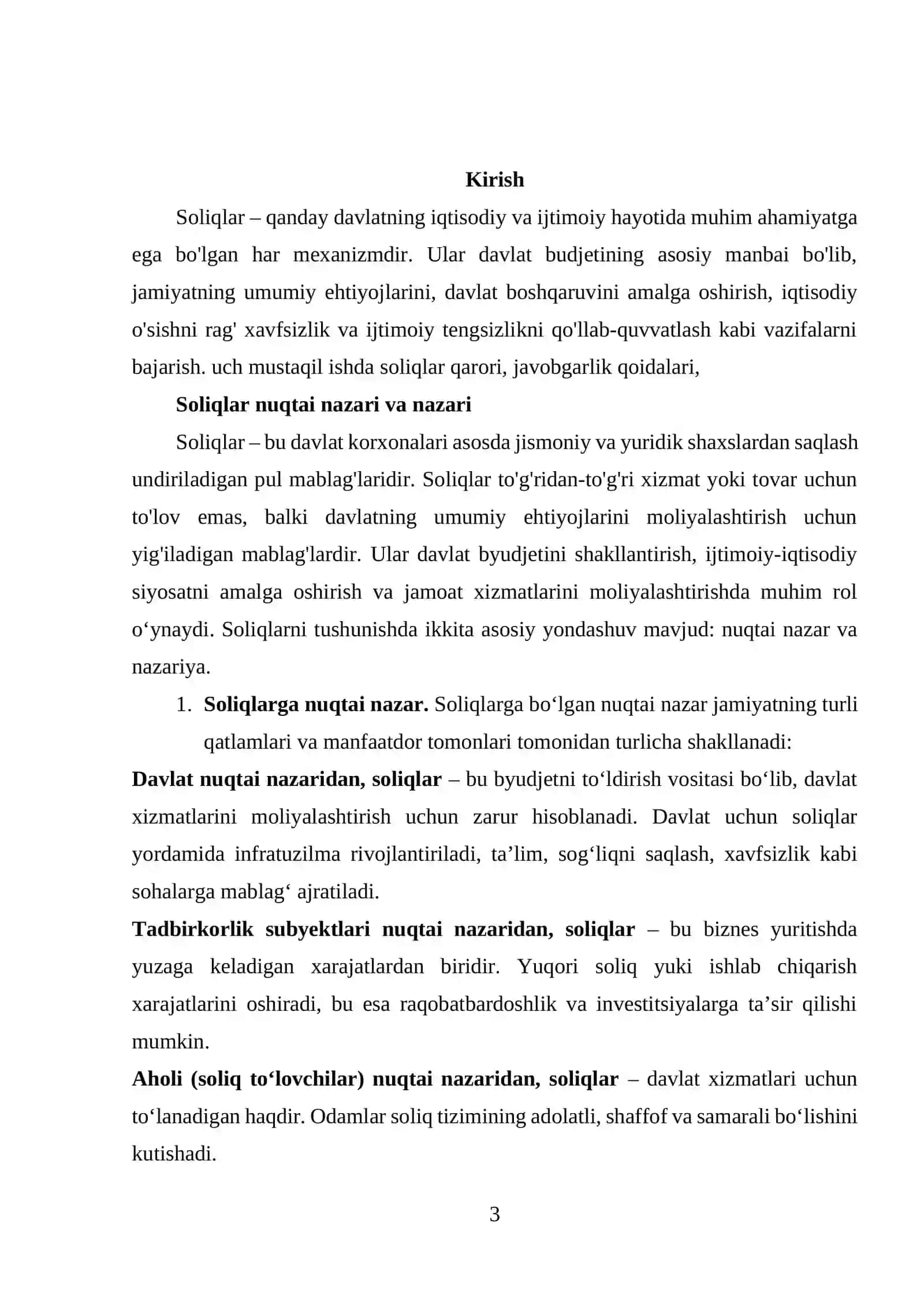 Soliqlar, ularning vazifalari va turlari 3
