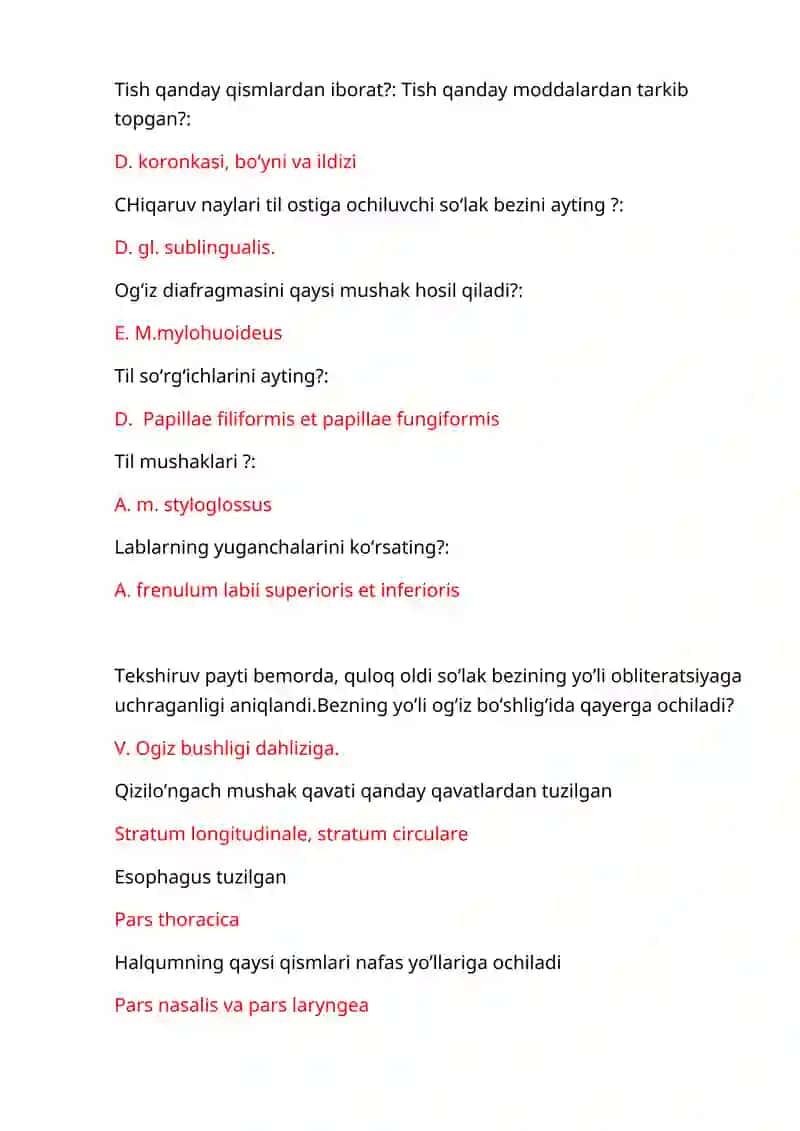 Stomatologiya Test Savollari 3