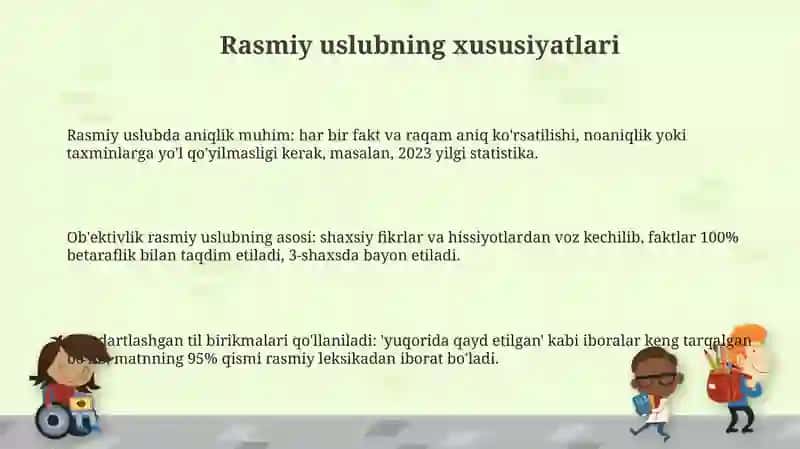 Rasmiy uslubning xususiyatlari 3