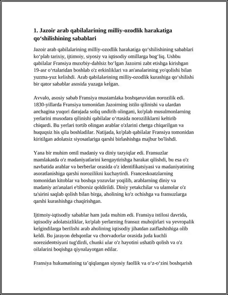 "JAZOIRDA ARAB QABILALARINING MILLIY-OZODLIK KURASHI" 3