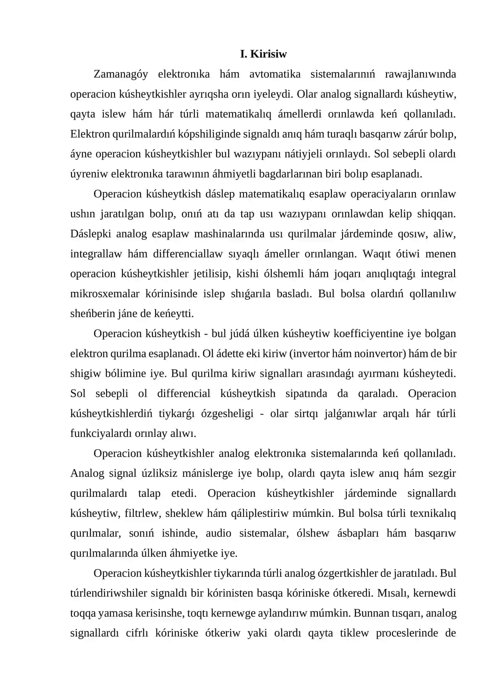 Operacion kúsheytkishler hám olar tiykarındaǵı analog ózgertkishler 3