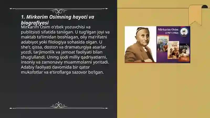Mirkarim Osimning asosiy asarlari 3