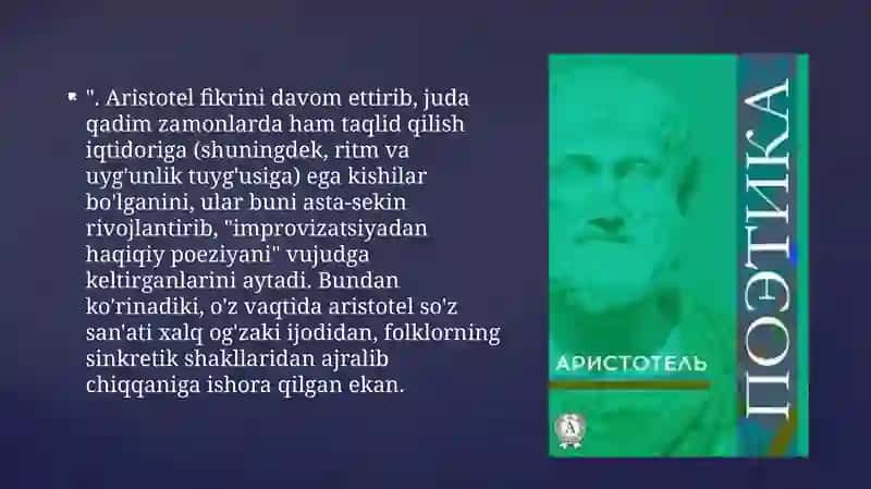 Aristotelning poetika asarini o`rganish 3