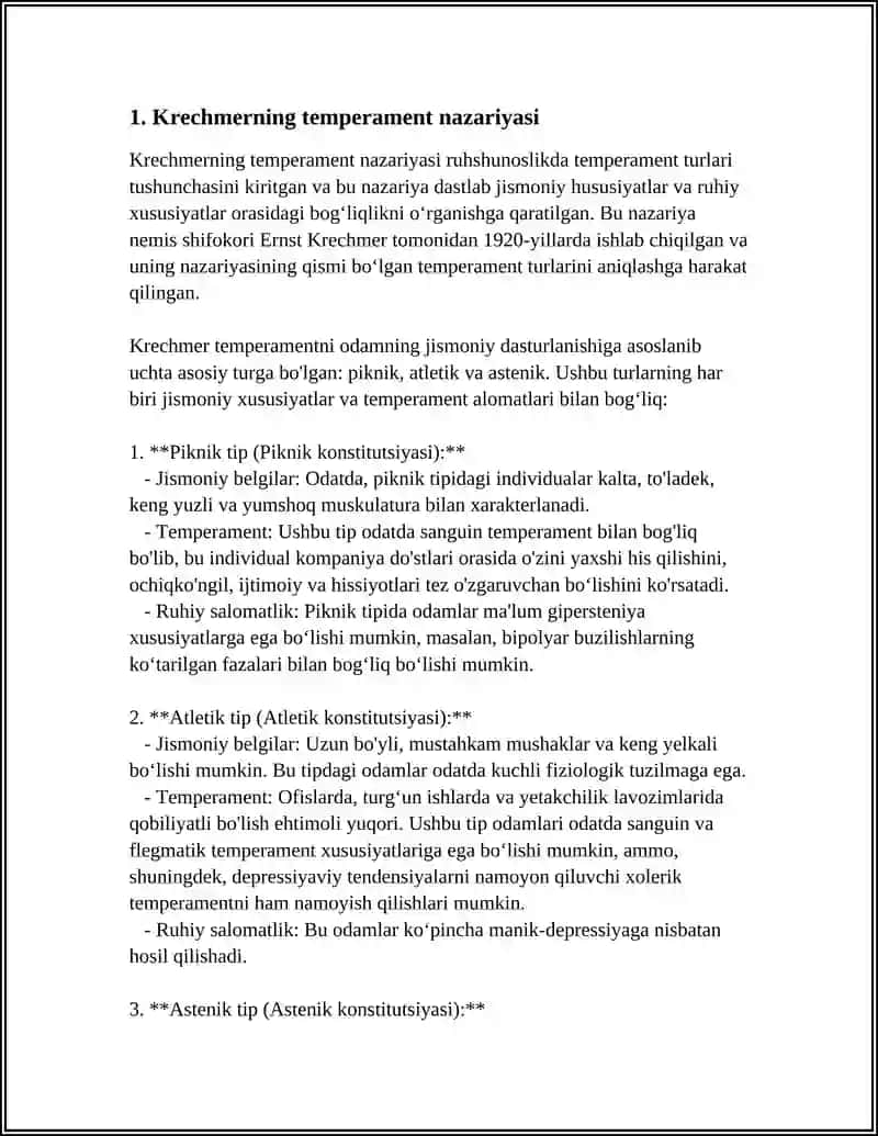 Krechmerning ''TEMPERAMENT" NAZARIYASI 3
